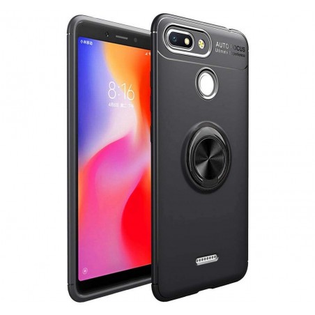 Funda Magnetica Soporte con Anillo Giratorio 360 para Xiaomi Redmi 6 color Negra