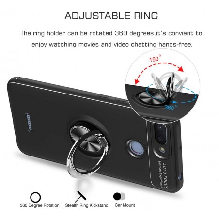 Funda Magnetica Soporte con Anillo Giratorio 360 para Xiaomi Redmi 6 color Roja