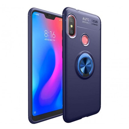 Funda Magnetica Soporte con Anillo Giratorio 360 para Xiaomi Redmi Note 6 Pro color Azul