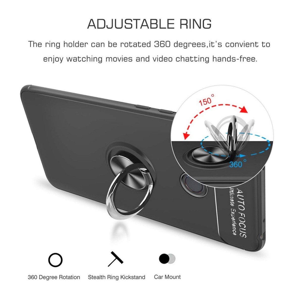 Funda Magnetica Soporte con Anillo Giratorio 360 para Xiaomi Redmi Note 6 Pro color Azul