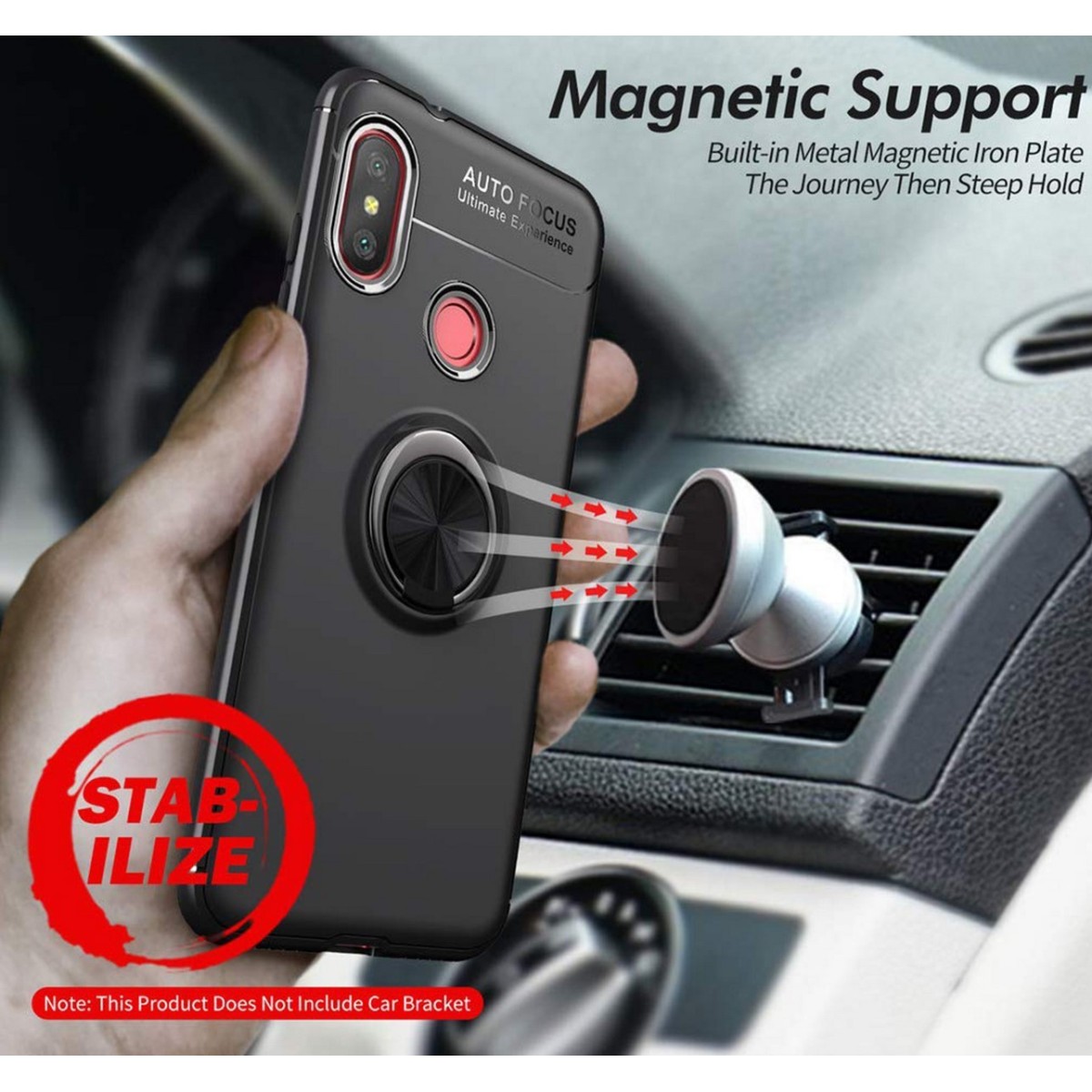 Funda Magnetica Soporte con Anillo Giratorio 360 para Xiaomi Redmi Note 6 Pro color Azul