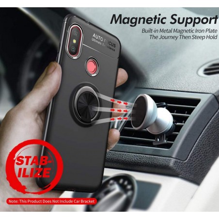 Funda Magnetica Soporte con Anillo Giratorio 360 para Xiaomi Redmi Note 6 Pro color Azul