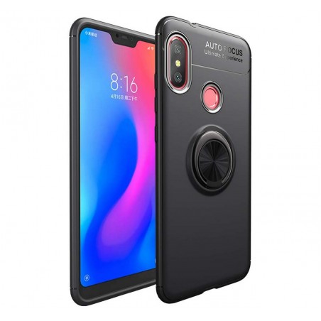 Funda Magnetica Soporte con Anillo Giratorio 360 para Xiaomi Redmi Note 6 Pro color Negra
