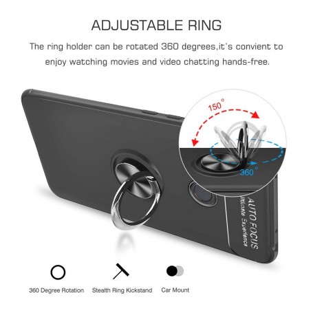 Funda Magnetica Soporte con Anillo Giratorio 360 para Xiaomi Redmi Note 6 Pro color Negra