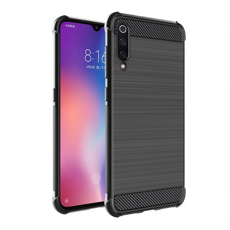 Funda Gel Tpu Anti-Shock Carbon Negra para Xiaomi Mi 9