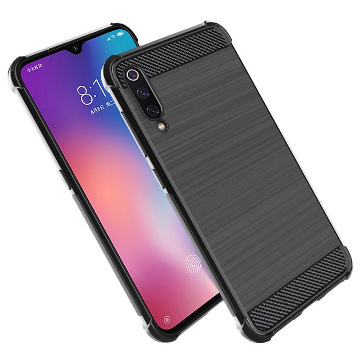 Funda Gel Tpu Anti-Shock Carbon Negra para Xiaomi Mi 9