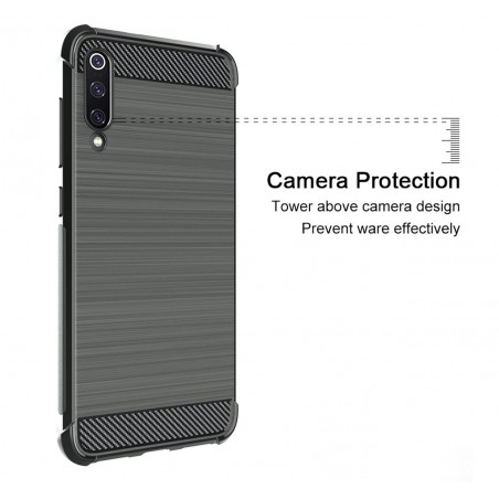 Funda Gel Tpu Anti-Shock Carbon Negra para Xiaomi Mi 9