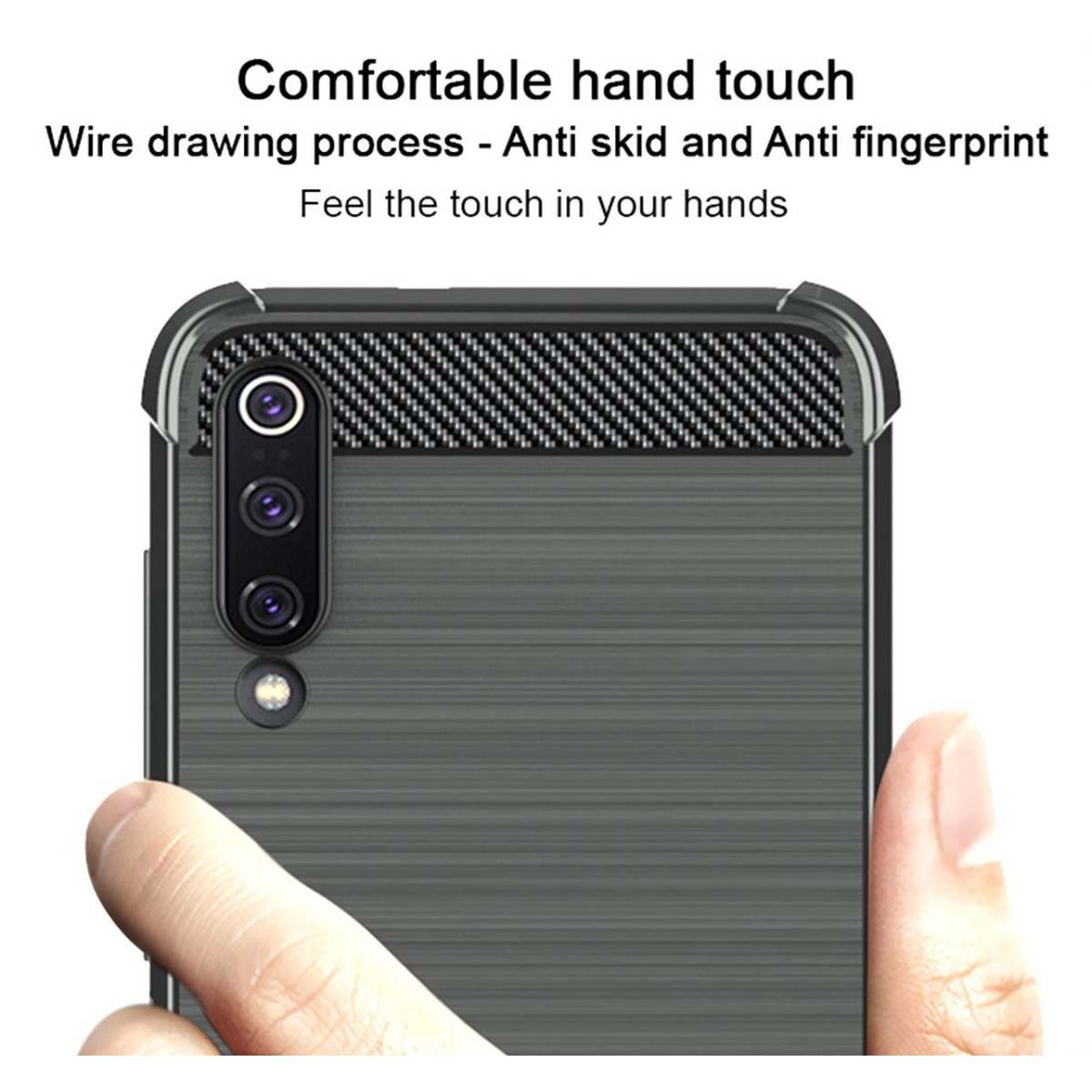Funda Gel Tpu Anti-Shock Carbon Negra para Xiaomi Mi 9