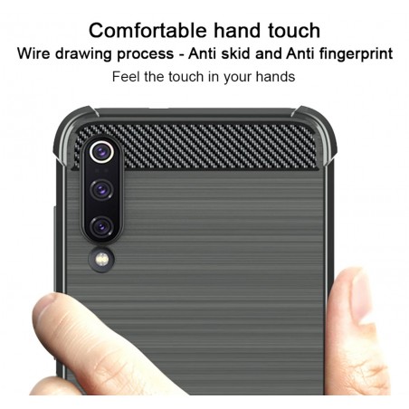 Funda Gel Tpu Anti-Shock Carbon Negra para Xiaomi Mi 9