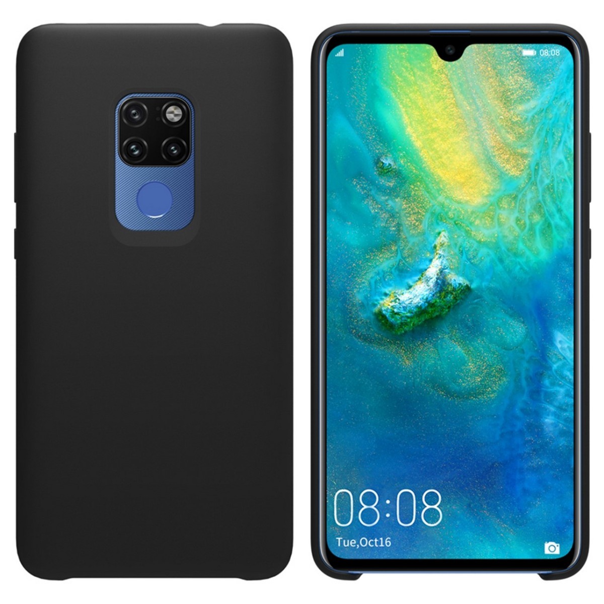 Funda Silicona Líquida Ultra Suave para Huawei Mate 20 color Negra