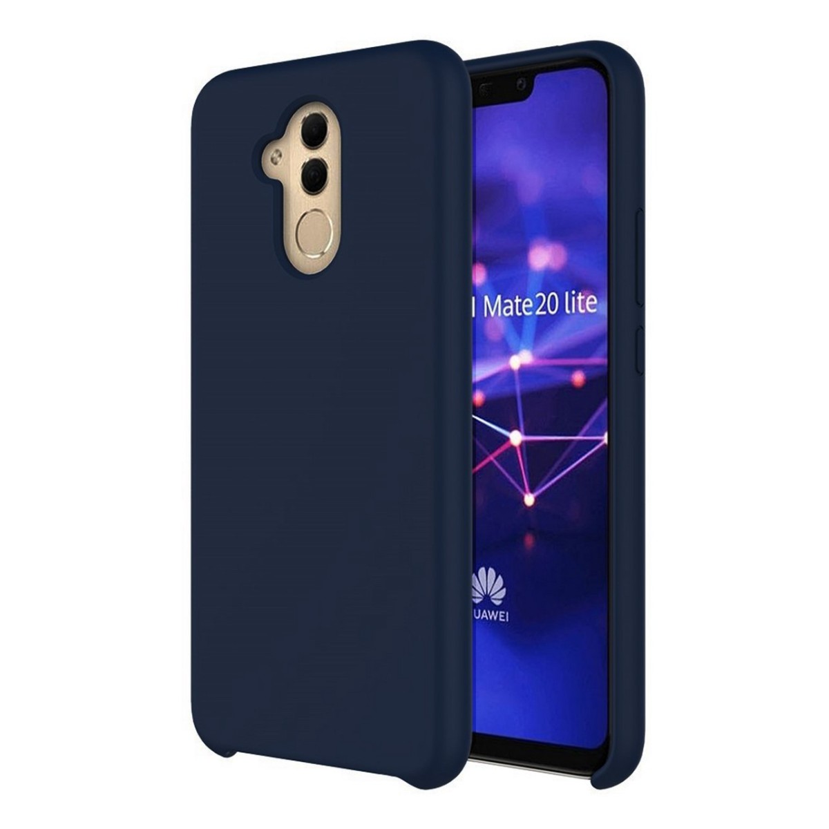 Funda Silicona Líquida Ultra Suave para Huawei Mate 20 Lite color Azul oscura
