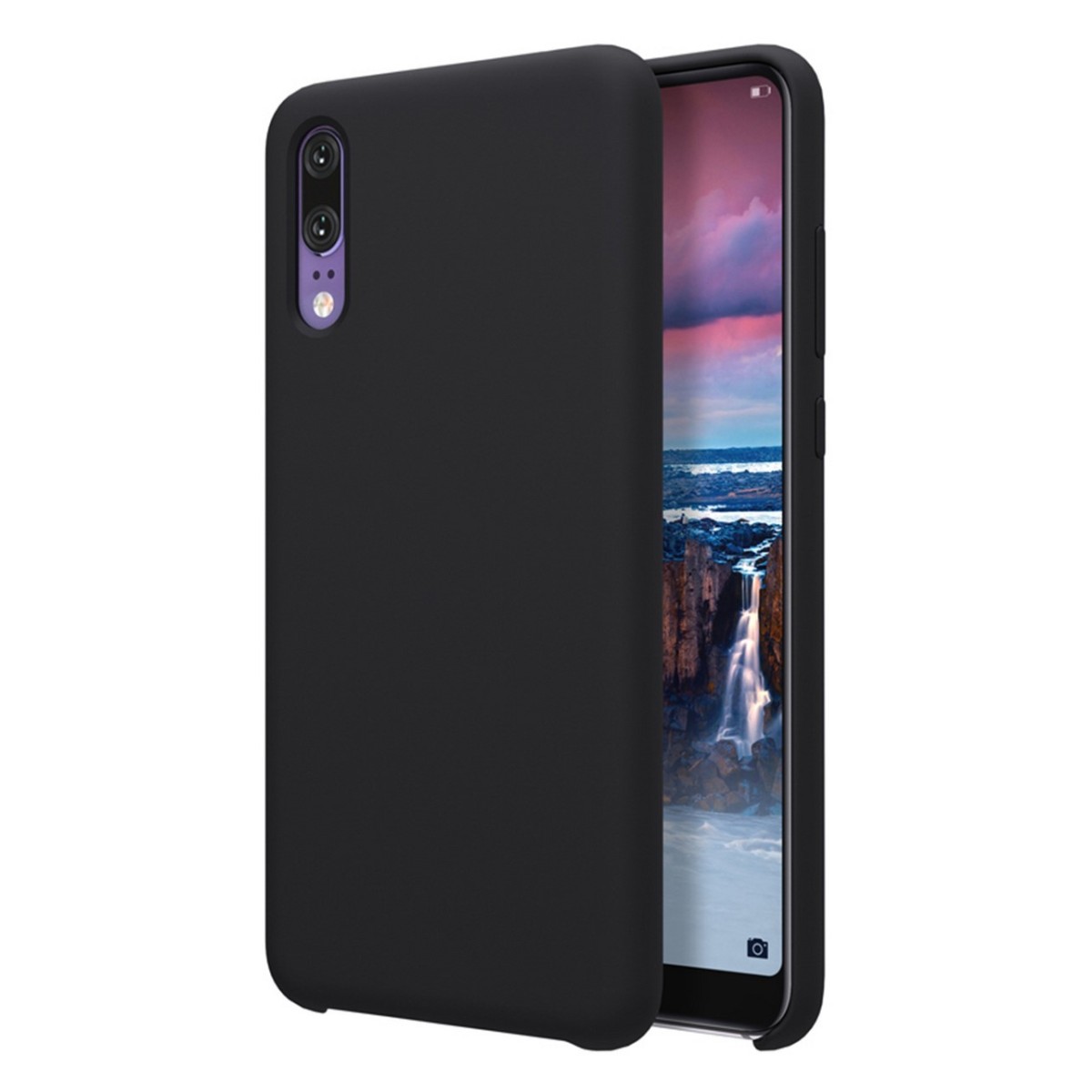 Funda Silicona Líquida Ultra Suave para Huawei P20 color Negra