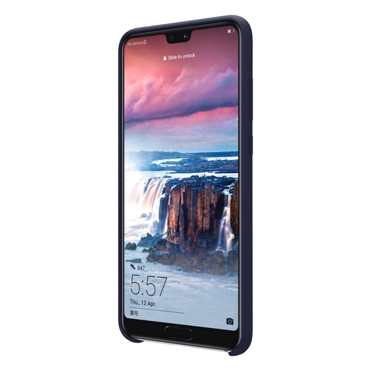 Funda Silicona Líquida Ultra Suave para Huawei P20 color Azul oscura