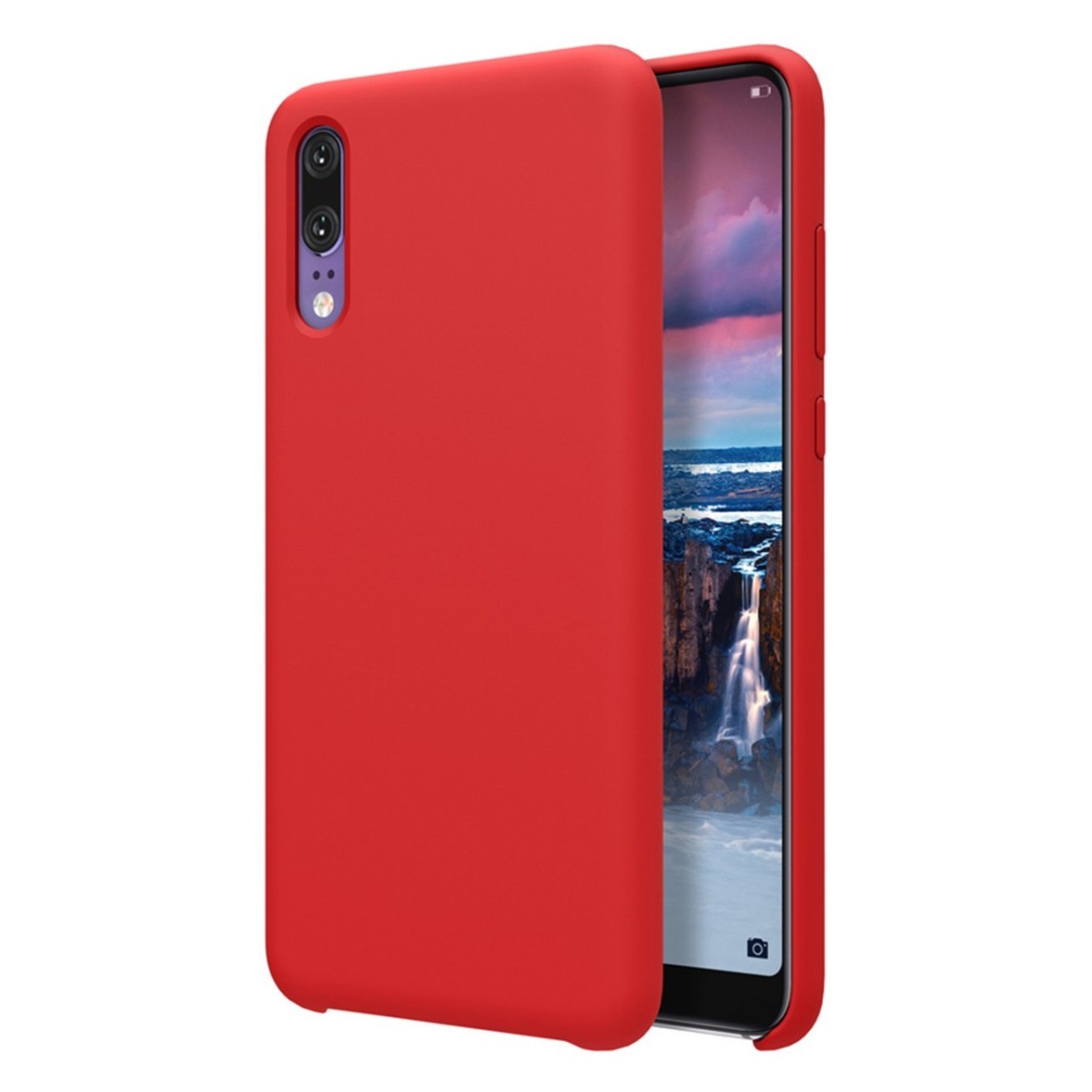 Funda Silicona Líquida Ultra Suave para Huawei P20 color Roja