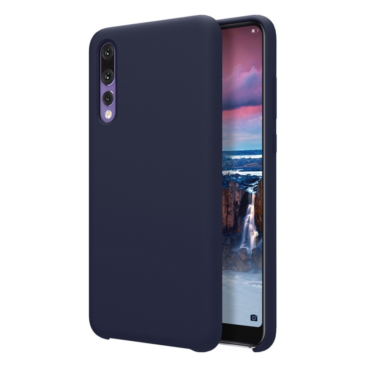 Funda Silicona Líquida Ultra Suave para Huawei P20 Pro color Azul oscura