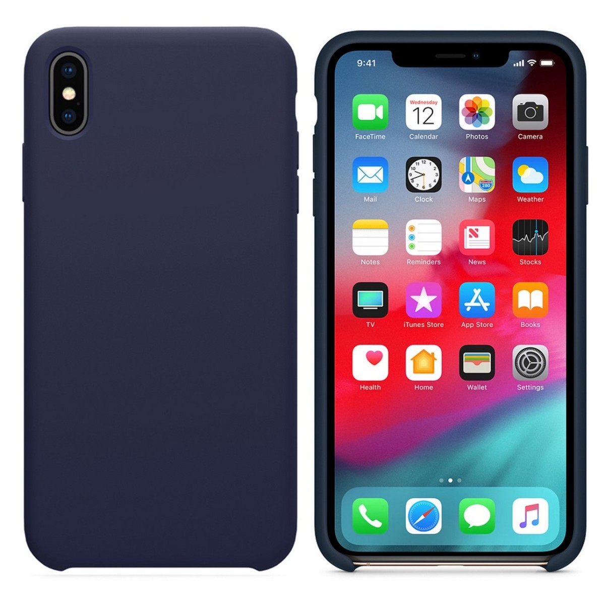 Funda Silicona Líquida Ultra Suave para Iphone X / Xs color Azul oscura