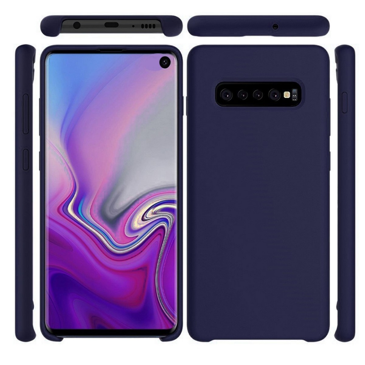 Funda Silicona Líquida Ultra Suave para Samsung Galaxy S10 color Azul oscura