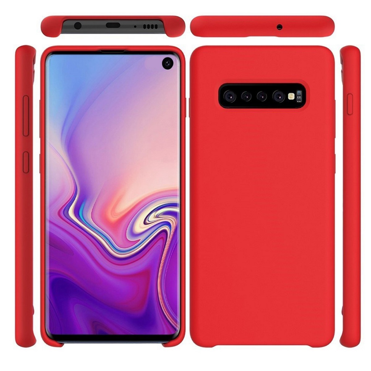 Funda Silicona Líquida Ultra Suave para Samsung Galaxy S10 color Roja