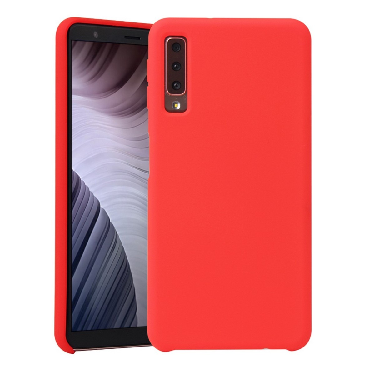 Funda Silicona Líquida Ultra Suave para Samsung Galaxy A7 (2018) color Roja