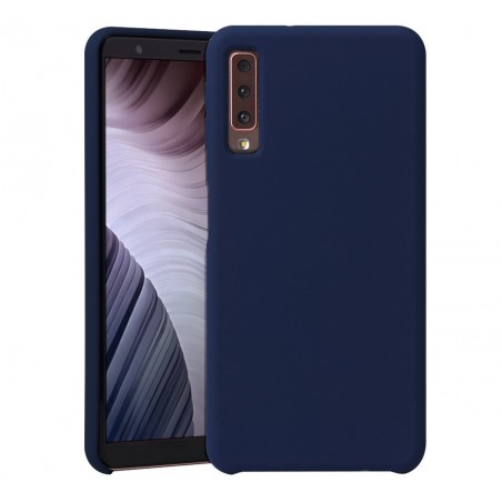 Funda Silicona Líquida Ultra Suave para Samsung Galaxy A7 (2018) color Azul oscura