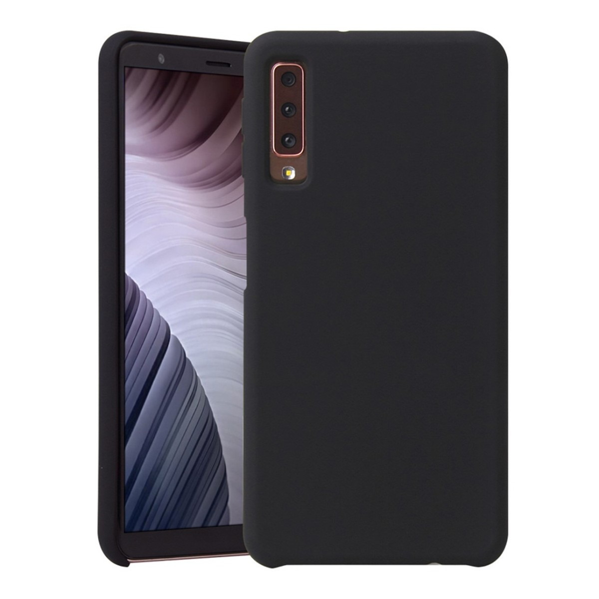 Funda Silicona Líquida Ultra Suave para Samsung Galaxy A7 (2018) color Negra