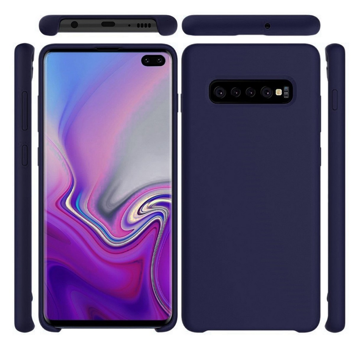 Funda Silicona Líquida Ultra Suave para Samsung Galaxy S10 Plus color Azul oscura