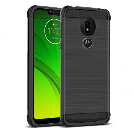 Funda Gel Tpu Anti-Shock Carbon Negra para Motorola Moto G7 Power