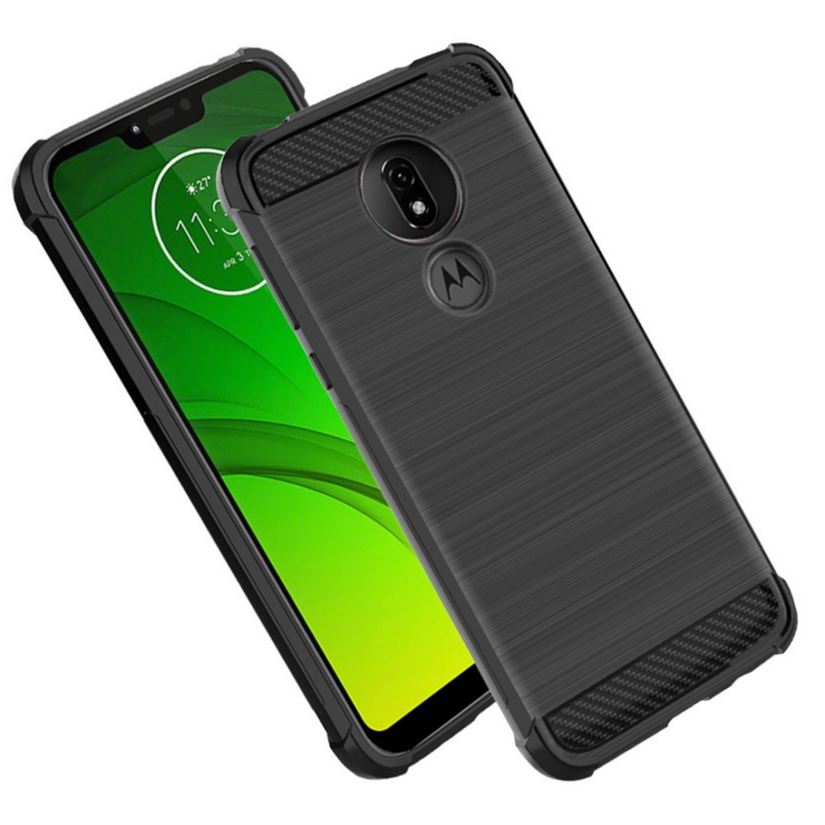 Funda Gel Tpu Anti-Shock Carbon Negra para Motorola Moto G7 Power