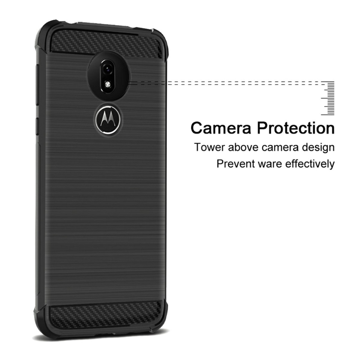 Funda Gel Tpu Anti-Shock Carbon Negra para Motorola Moto G7 Power