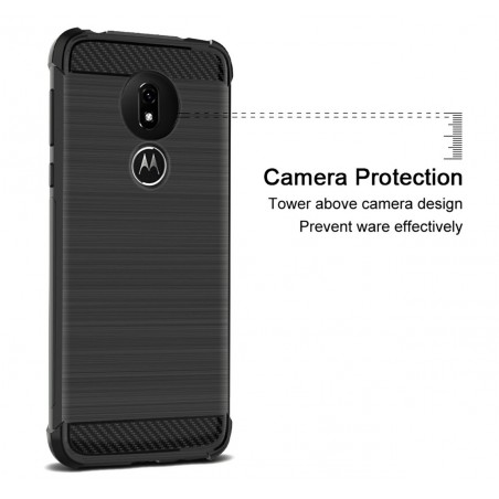 Funda Gel Tpu Anti-Shock Carbon Negra para Motorola Moto G7 Power