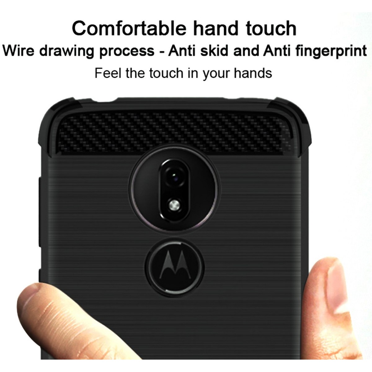 Funda Gel Tpu Anti-Shock Carbon Negra para Motorola Moto G7 Power