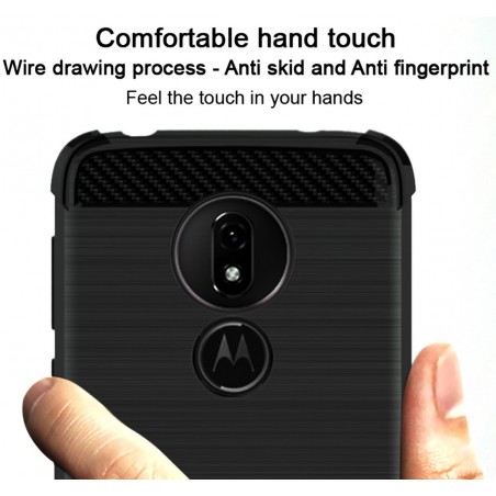 Funda Gel Tpu Anti-Shock Carbon Negra para Motorola Moto G7 Power