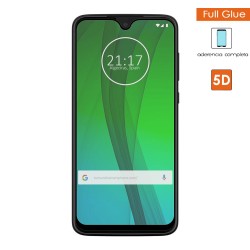 Protector Cristal Templado Completo 5D Full Glue Negro para Motorola Moto G7 / G7 Plus Vidrio 2
