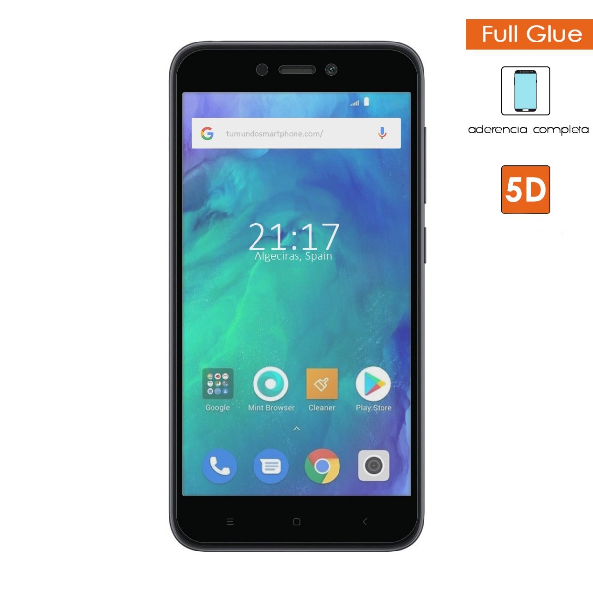 Protector Cristal Templado Completo 5D Full Glue Negro para Xiaomi Redmi Go Vidrio