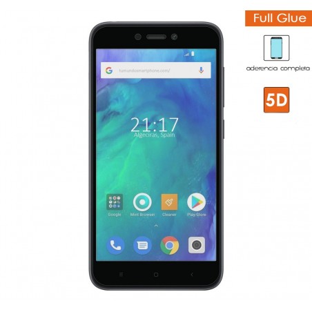 Protector Cristal Templado Completo 5D Full Glue Negro para Xiaomi Redmi Go Vidrio