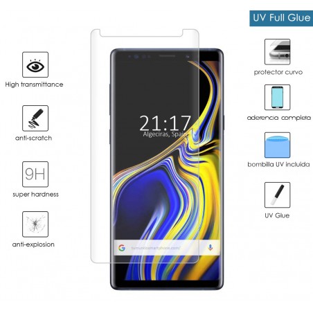 Protector Cristal Templado Completo Curvo UV Full Glue para Samsung Galaxy Note 9