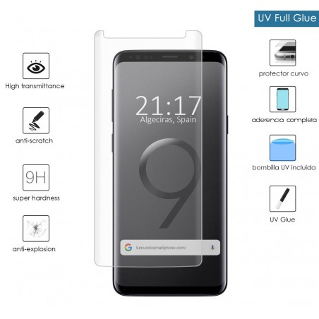 Protector Cristal Templado Completo Curvo UV Full Glue para Samsung Galaxy S9 Plus