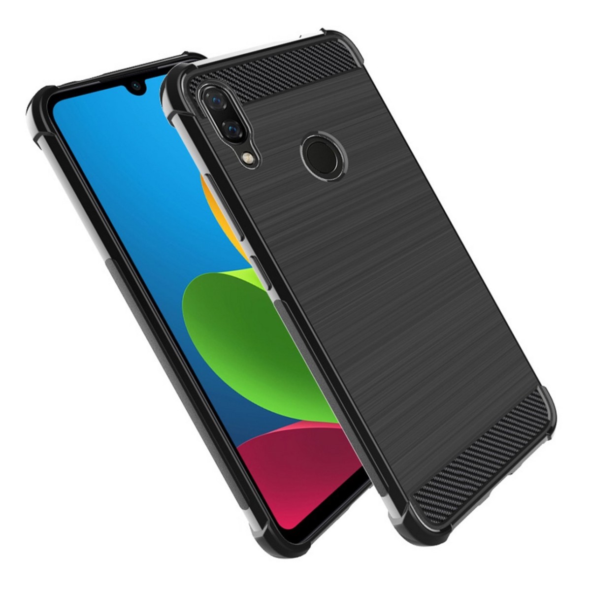 Funda Gel Tpu Anti-Shock Carbon Negra para Xiaomi Redmi Note 7