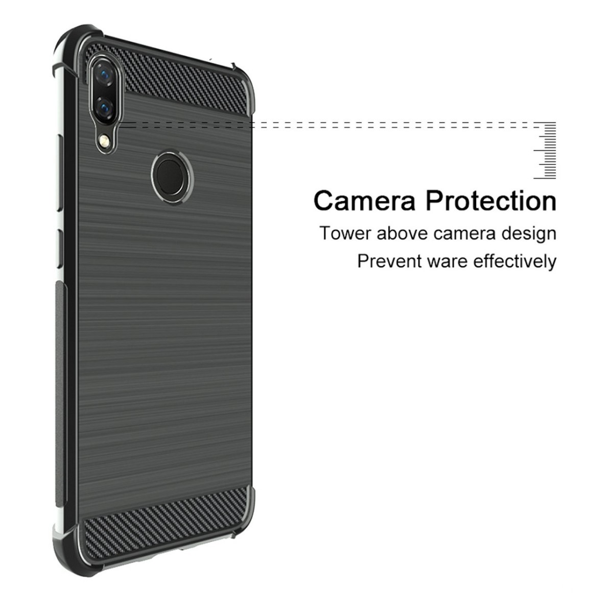 Funda Gel Tpu Anti-Shock Carbon Negra para Xiaomi Redmi Note 7