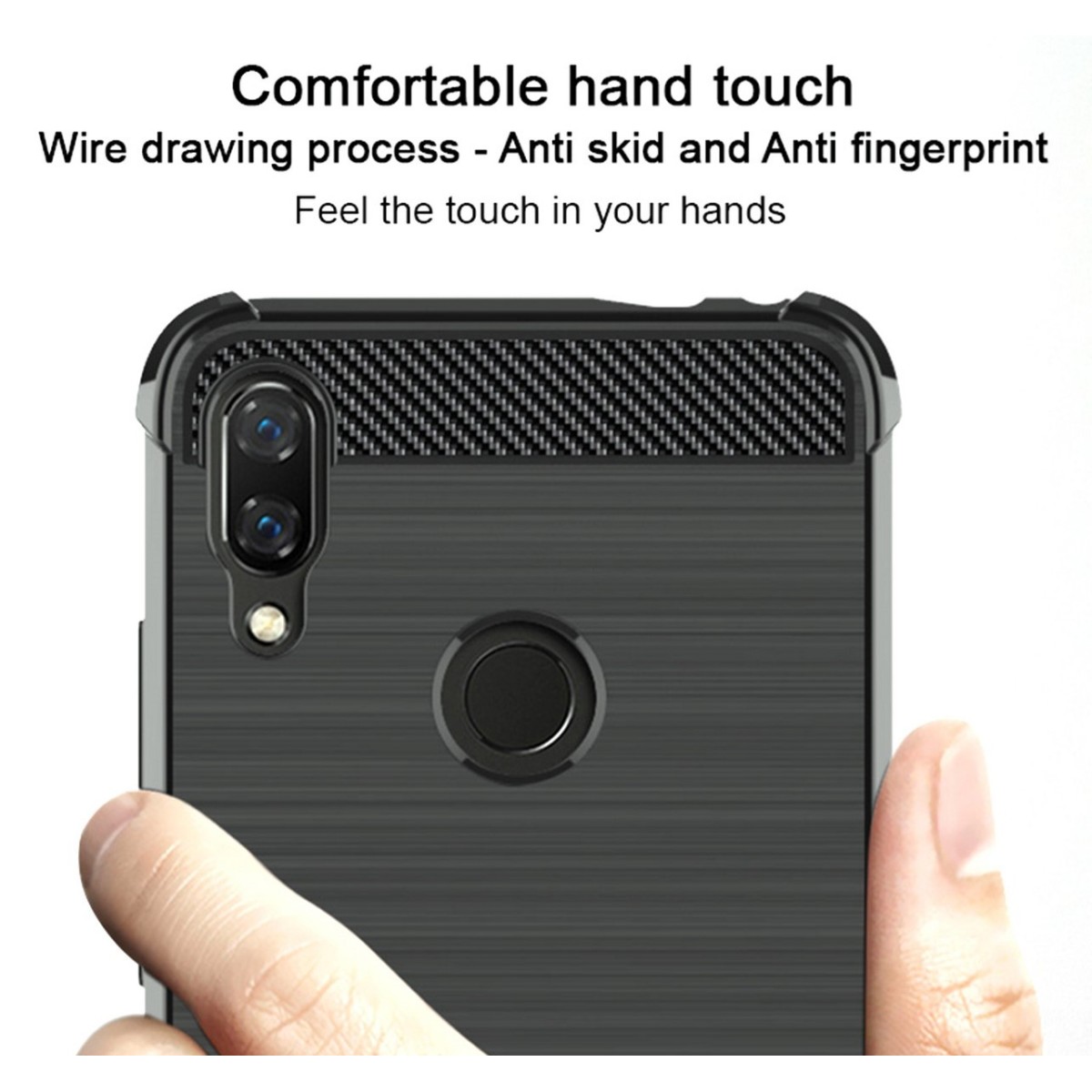 Funda Gel Tpu Anti-Shock Carbon Negra para Xiaomi Redmi Note 7