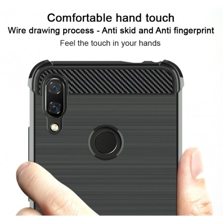 Funda Gel Tpu Anti-Shock Carbon Negra para Xiaomi Redmi Note 7