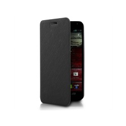 Funda Soporte Piel Texturizada Negra para Motorola Moto X 2