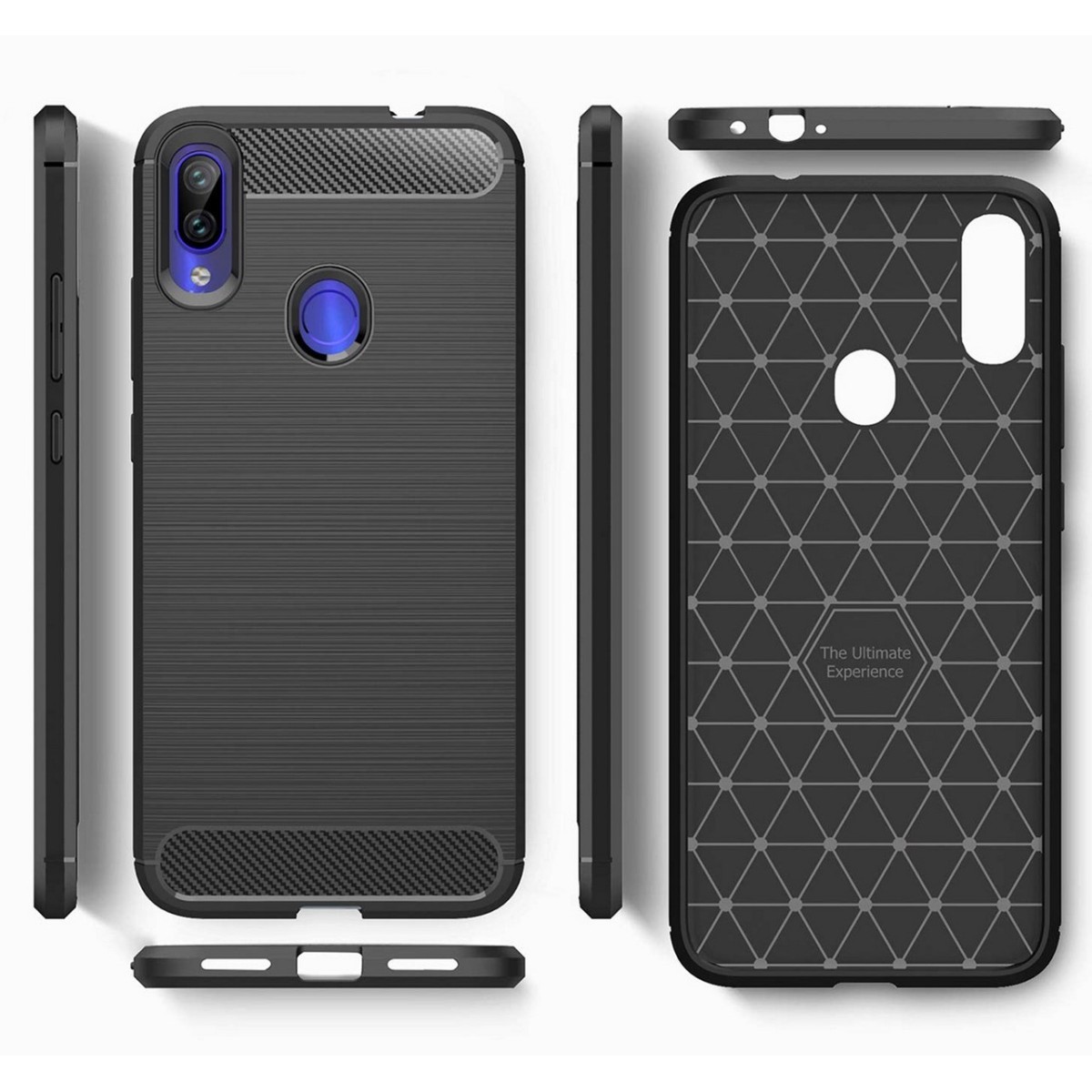 Funda Gel Tpu Tipo Carbon Negra para Xiaomi Redmi Note 7