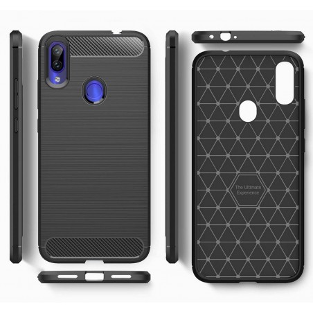 Funda Gel Tpu Tipo Carbon Negra para Xiaomi Redmi Note 7
