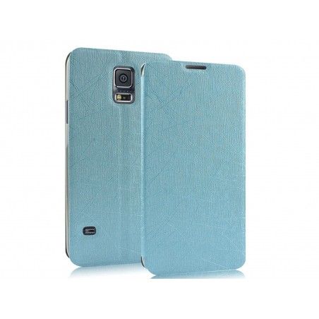 Funda Soporte Piel Texturizada Azul para Samsung Galaxy S5 / S5 Neo