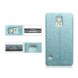 Funda Soporte Piel Texturizada Azul para Samsung Galaxy S5 / S5 Neo 2