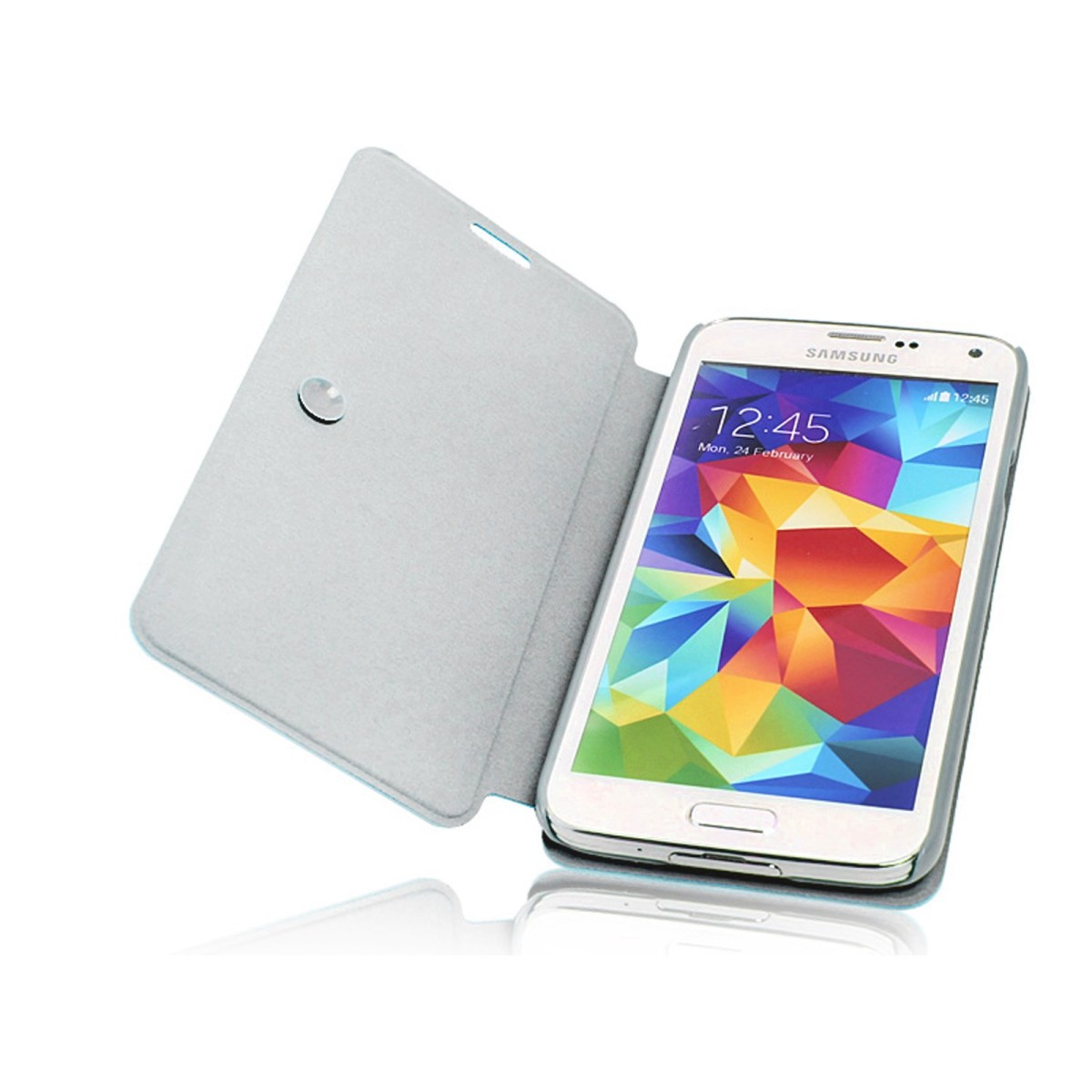 Funda Soporte Piel Texturizada Azul para Samsung Galaxy S5 / S5 Neo