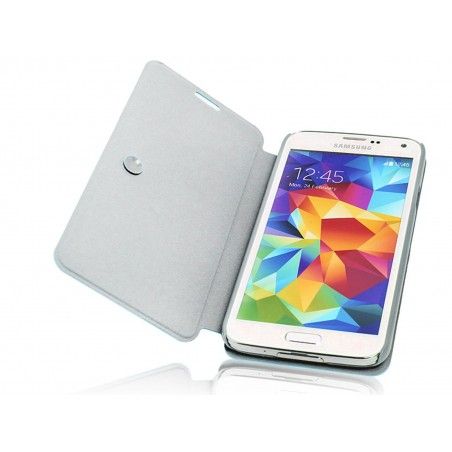 Funda Soporte Piel Texturizada Azul para Samsung Galaxy S5 / S5 Neo