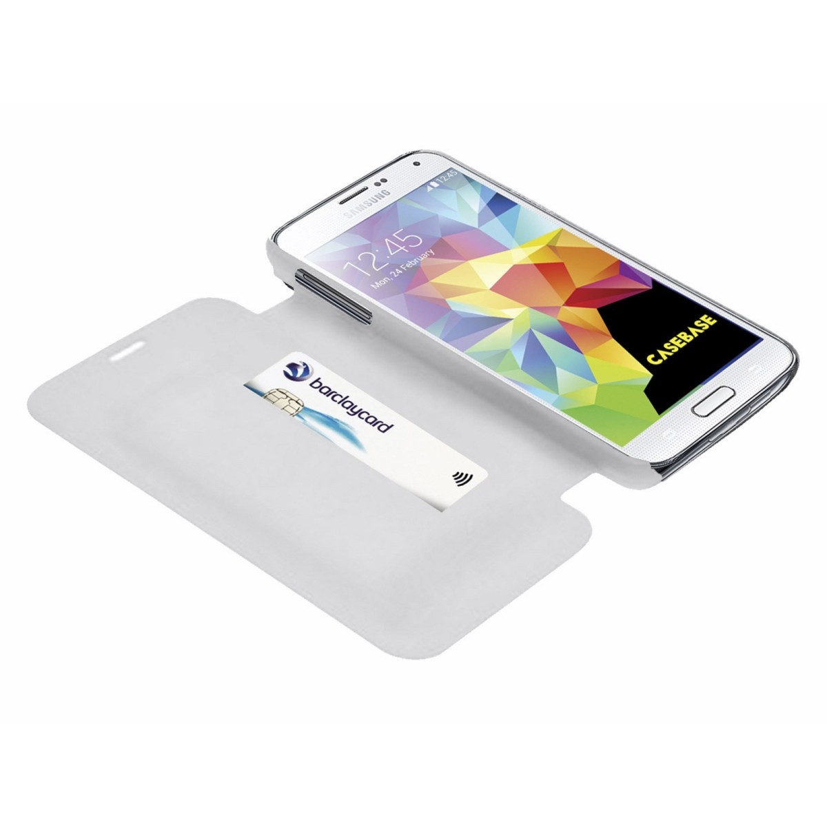 Funda Soporte Casebase Piel Blanca para Samsung Galaxy S5 / S5 Neo
