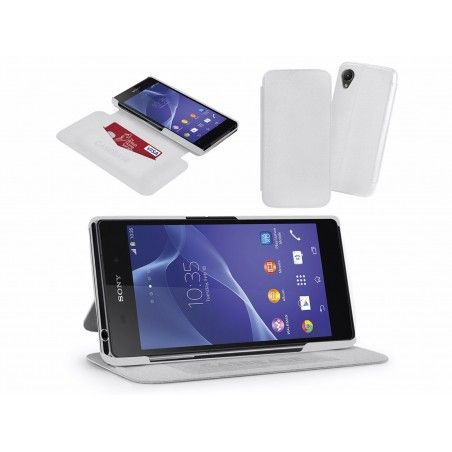 Funda Soporte Casebase Piel Blanca para Sony Xperia Z2